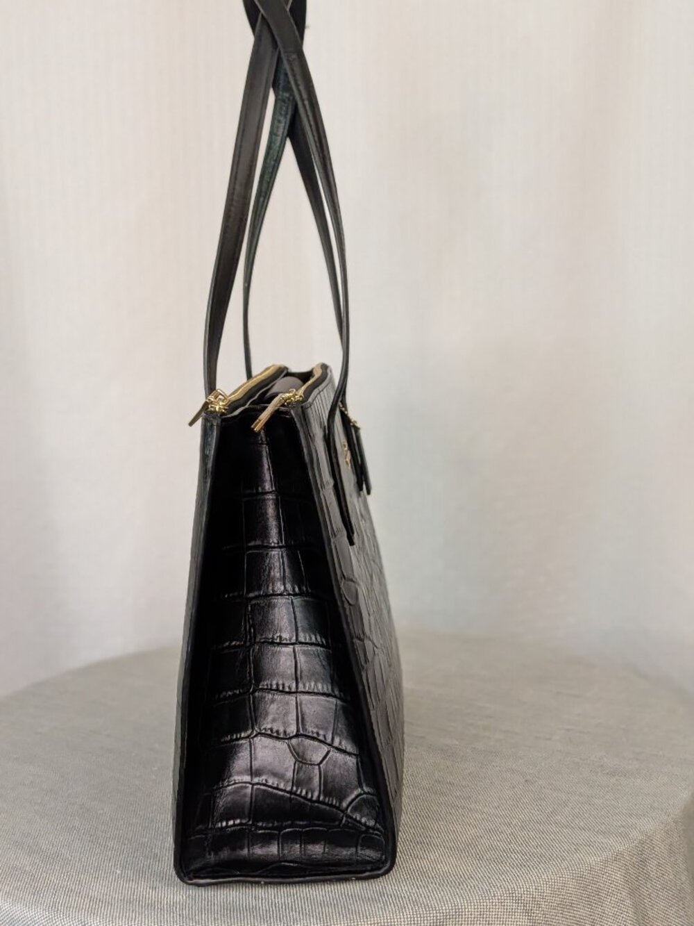 Coach Nina Tote Black Croc Embossed Leather Triple Compartment Bag CL654 - Picture 4 of 12